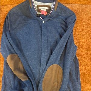 Zara Blue shirt with Brown Elbow Patches